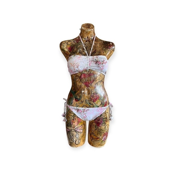 ITZEL Swimwear swimsuit 2 piece bikini summer pink  top Size 12 bottom size 10 - Picture 1 of 9